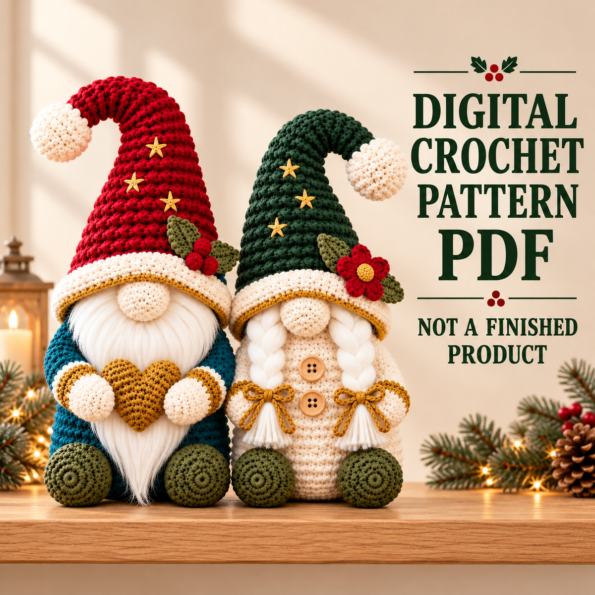 Christmas Gnome Couple Crochet Pattern PDF | Nordic Amigurumi Dolls