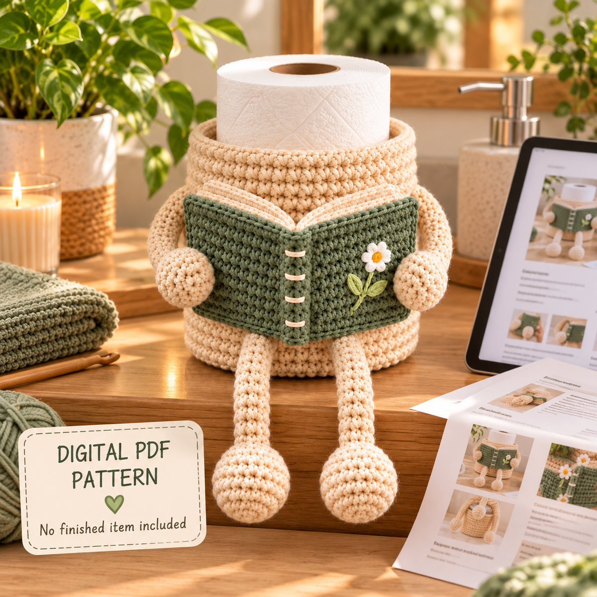Crochet Toilet Paper Holder Pattern PDF | Book Amigurumi Bathroom Decor