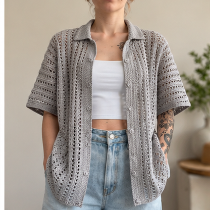 Julie Crochet Shirt Pattern PDF | Oversized Mesh Cardigan Made to Measure