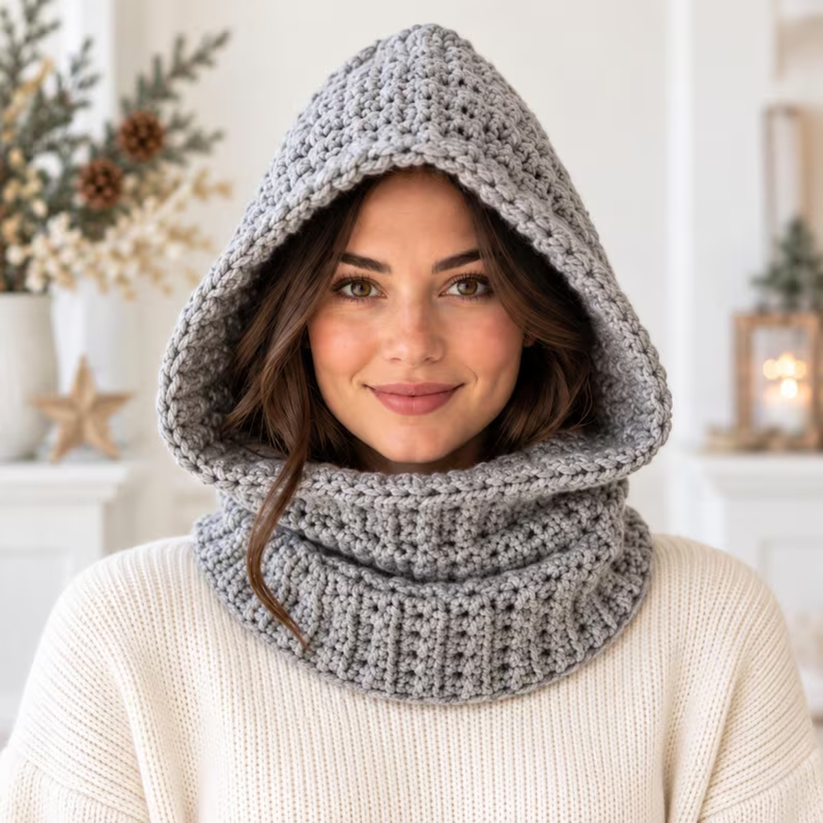 Chunky Hooded Cowl Crochet Pattern PDF | Adult Winter Neck Warmer