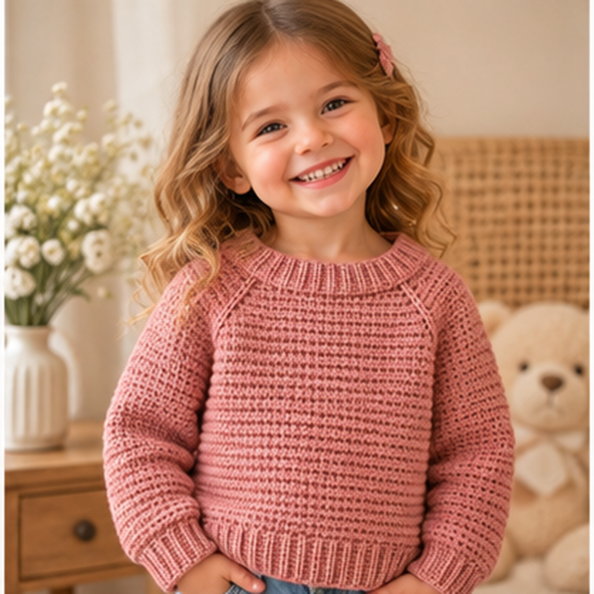 Kids Raglan Sweater Crochet Pattern PDF | Seamless Pullover Ages 1–10