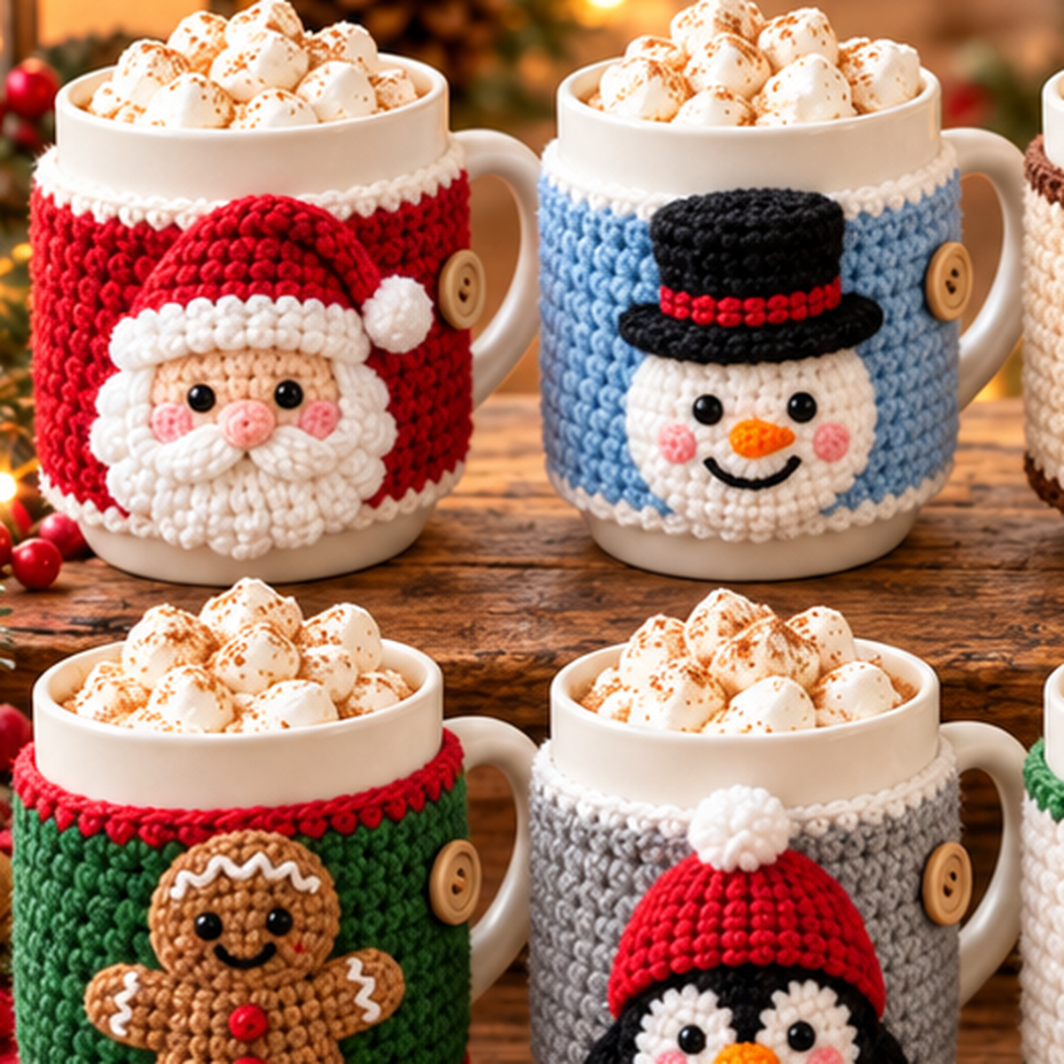 Christmas Mug Cozy Crochet Pattern Bundle PDF | 10 Holiday Designs
