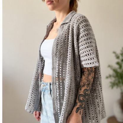 Julie Crochet Shirt Pattern PDF | Oversized Mesh Cardigan Made to Measure