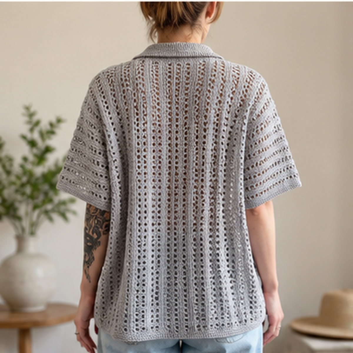 Julie Crochet Shirt Pattern PDF | Oversized Mesh Cardigan Made to Measure