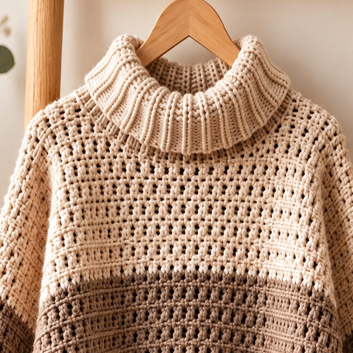 Striped Turtleneck Crochet Sweater Pattern PDF | Sizes XS–5XL