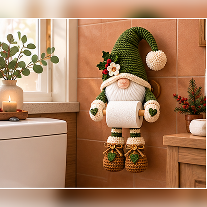 Green Christmas Gnome Toilet Paper Holder Crochet Pattern PDF