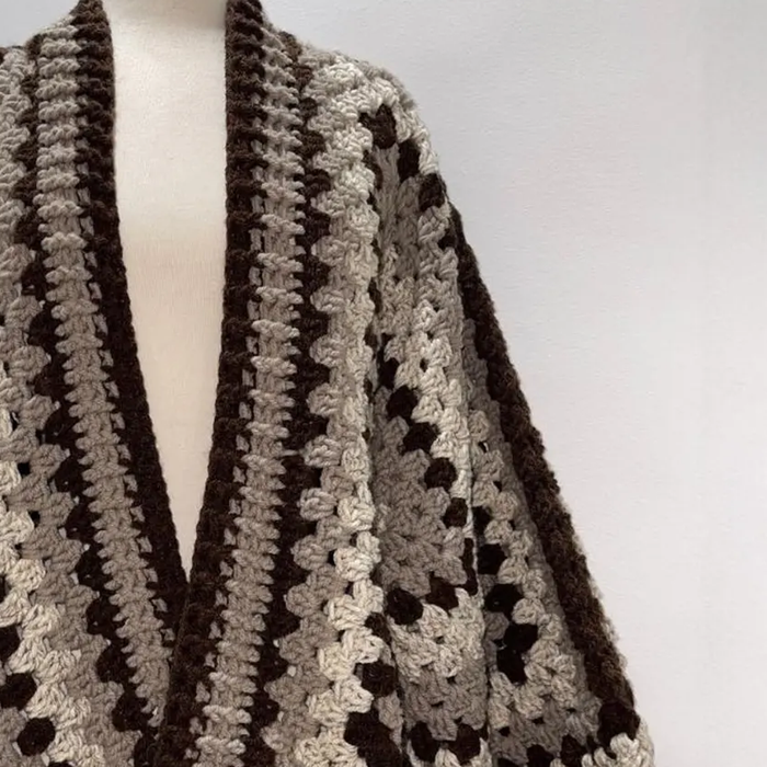 Hexagon Crochet Cardigan Pattern PDF | Chunky Granny Stitch Sweater S–XL