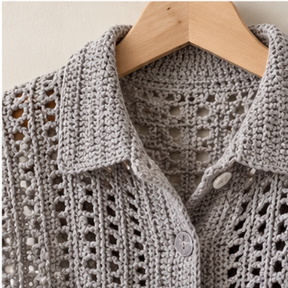 Julie Crochet Shirt Pattern PDF | Oversized Mesh Cardigan Made to Measure