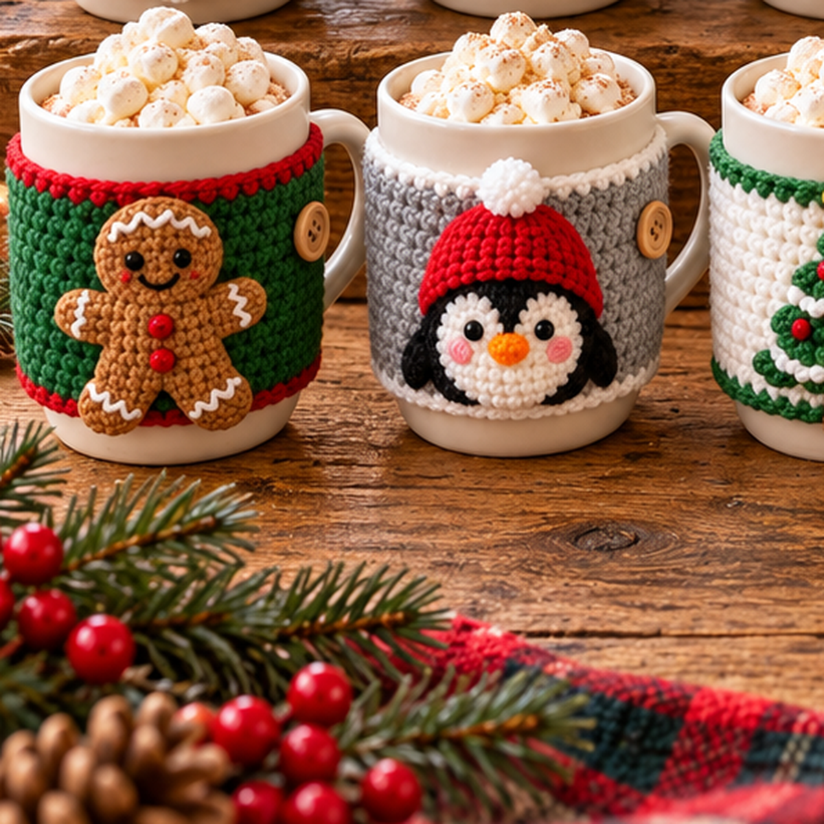 Christmas Mug Cozy Crochet Pattern Bundle PDF | 10 Holiday Designs