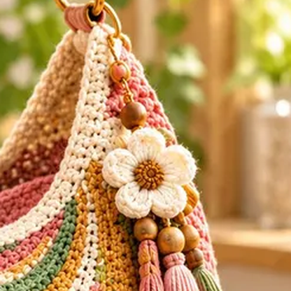 Boho Crescent Crochet Bag Pattern PDF | Colorful Swirl Shoulder Purse