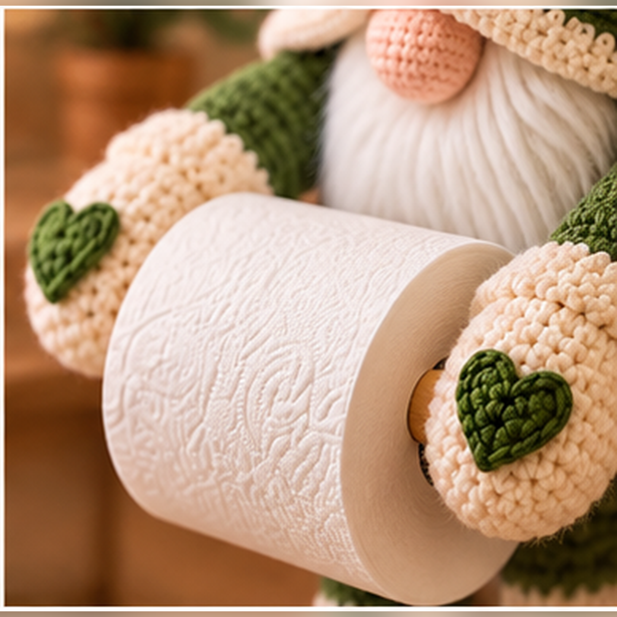 Green Christmas Gnome Toilet Paper Holder Crochet Pattern PDF