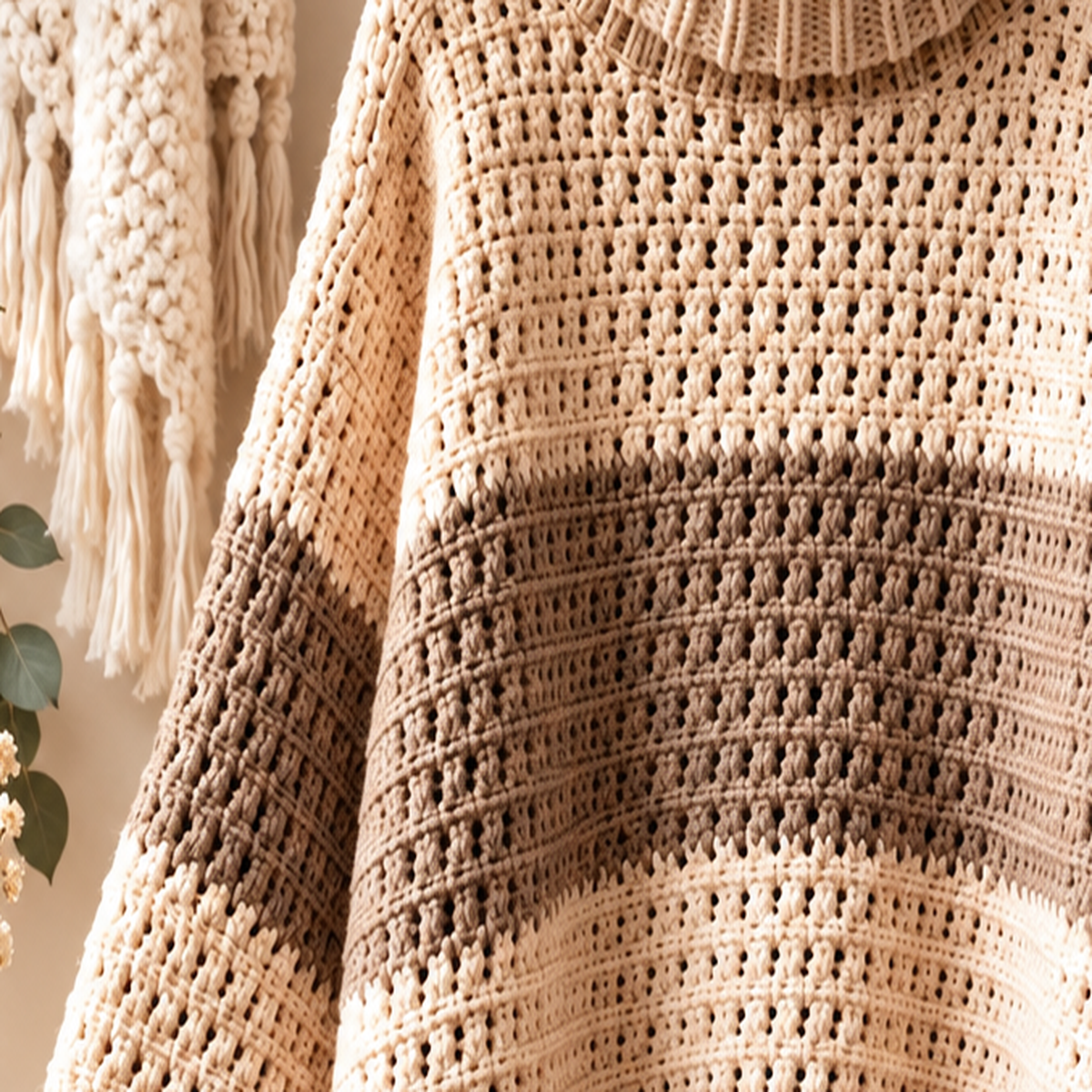 Striped Turtleneck Crochet Sweater Pattern PDF | Sizes XS–5XL