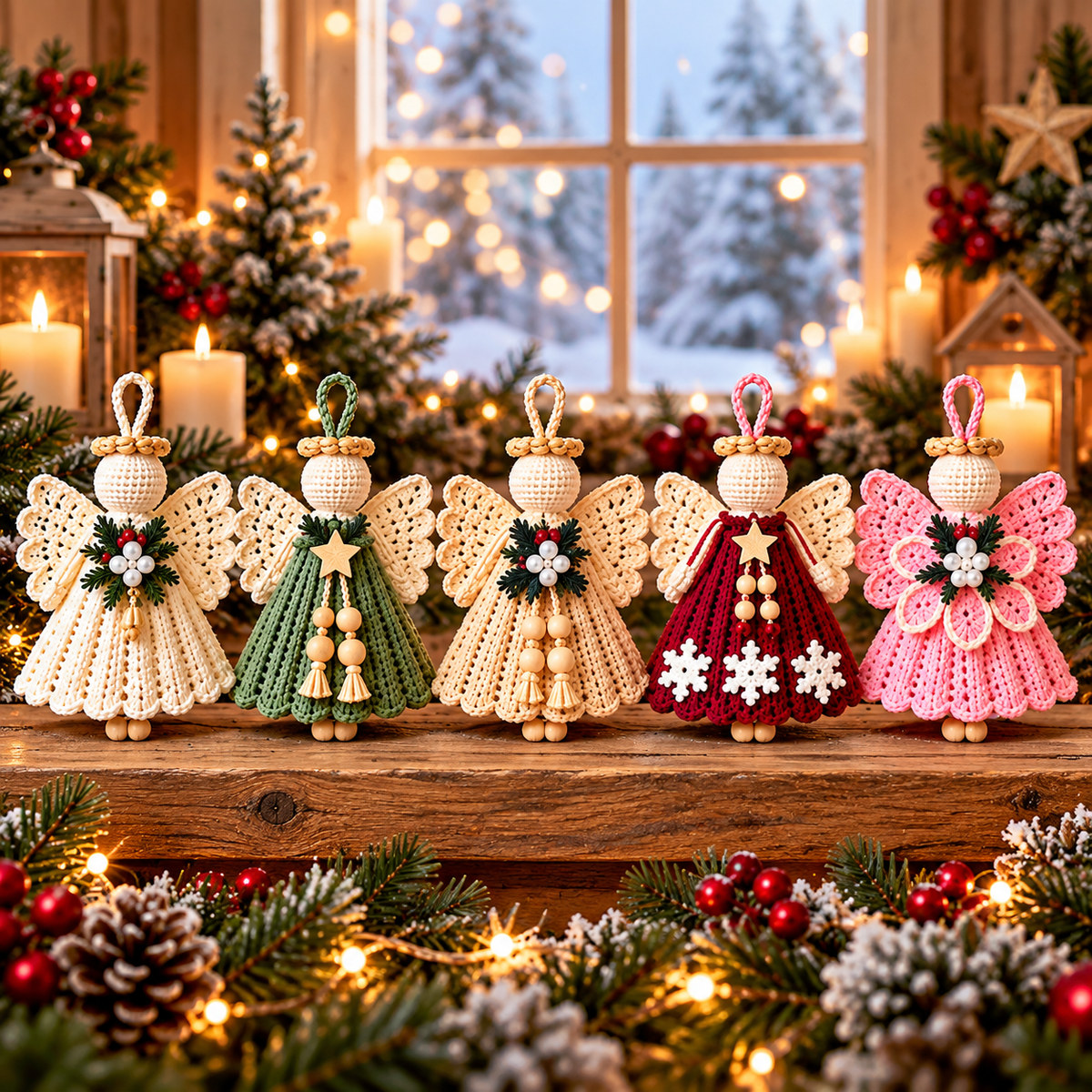 Christmas Angel Crochet Pattern Bundle PDF, 5 Amigurumi Tree Ornament Patterns