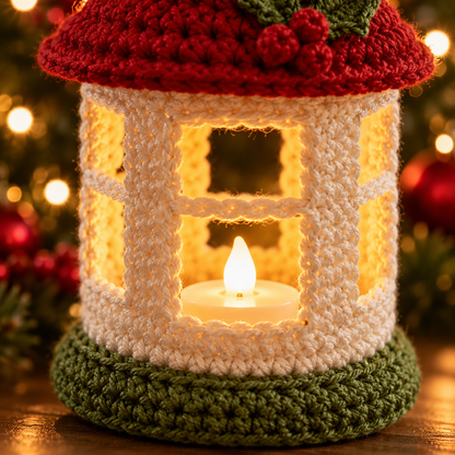 Crochet Christmas Lantern Pattern PDF – Mini LED Holiday Decor