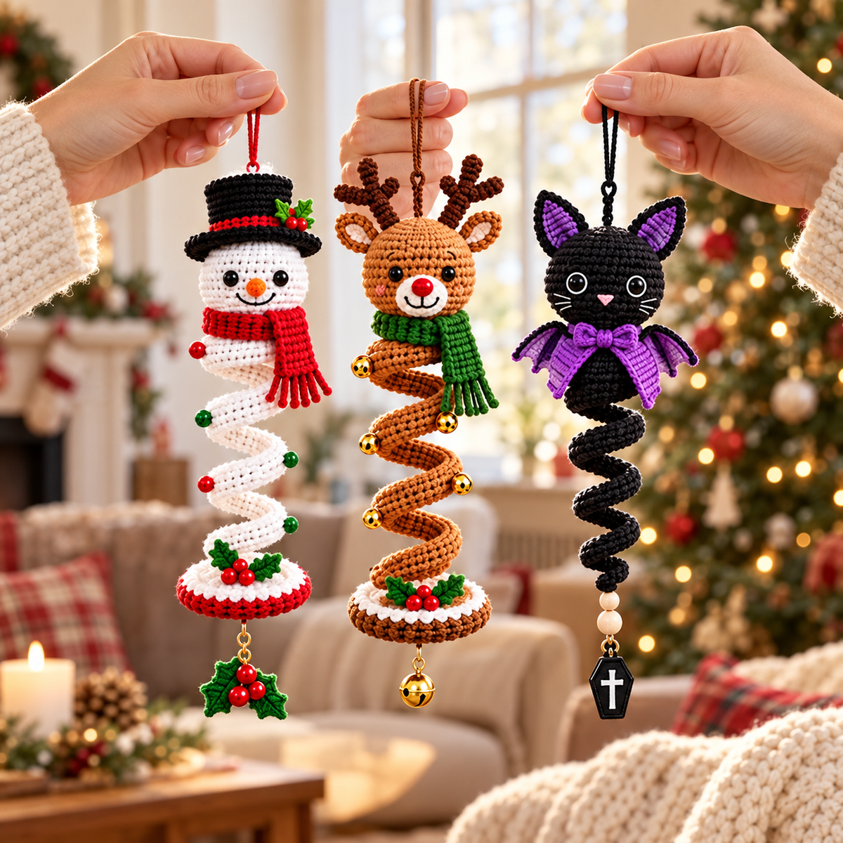 50+ Halloween & Christmas Crochet Spiral Patterns PDF – Holiday Ornament Bundle