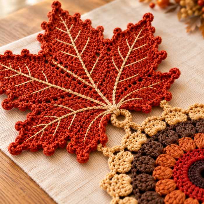 Crochet Maple Leaf Table Runner Pattern | Autumn Fall Home Decor PDF