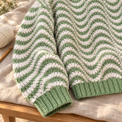 Wavy Striped Sweater Crochet Pattern PDF – Oversized Women's Jumper