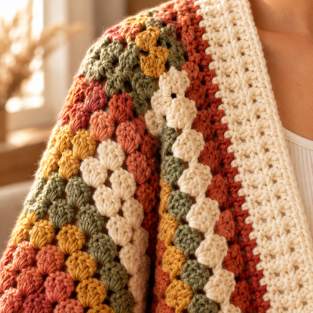 Hexagon Sweater Crochet Pattern PDF – Granny Stitch Oversized Cardigan