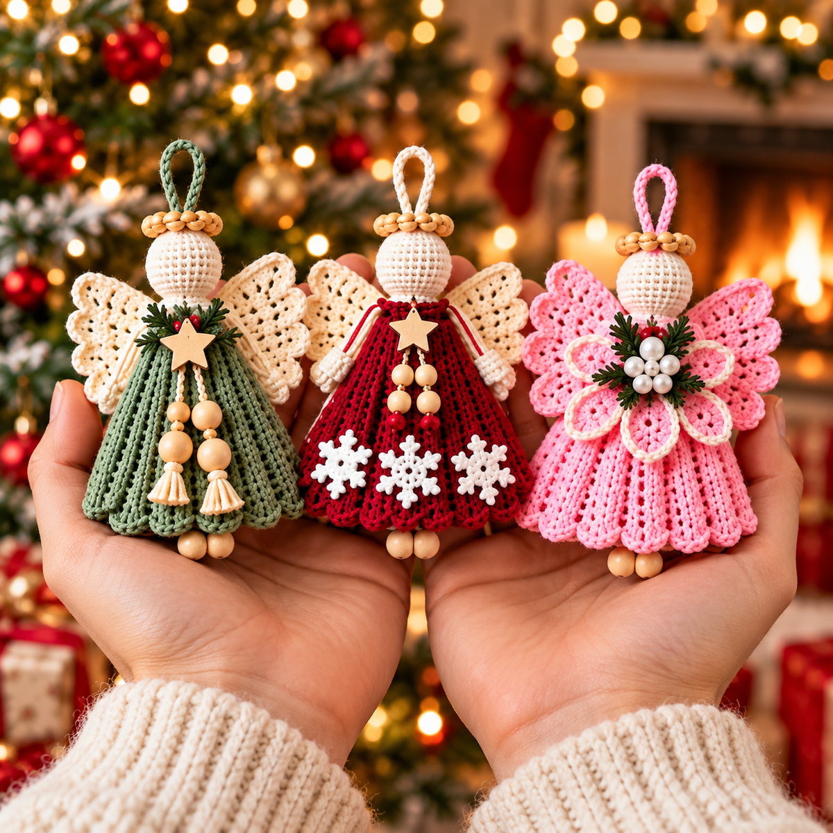 Christmas Angel Crochet Pattern Bundle PDF, 5 Amigurumi Tree Ornament Patterns