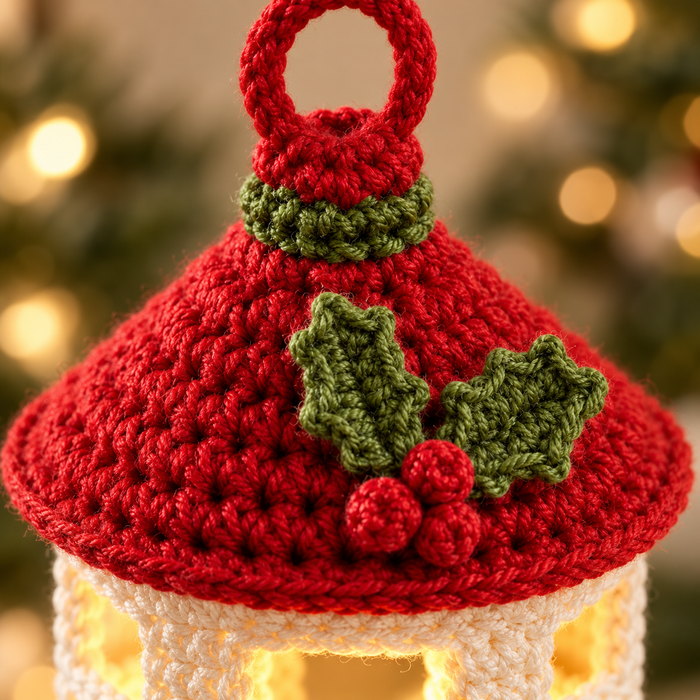 Crochet Christmas Lantern Pattern PDF – Mini LED Holiday Decor