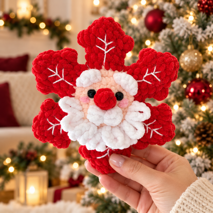Christmas Snowflake Amigurumi Crochet Pattern, No Sew Santa Gingerbread Reindeer Snowman PDF