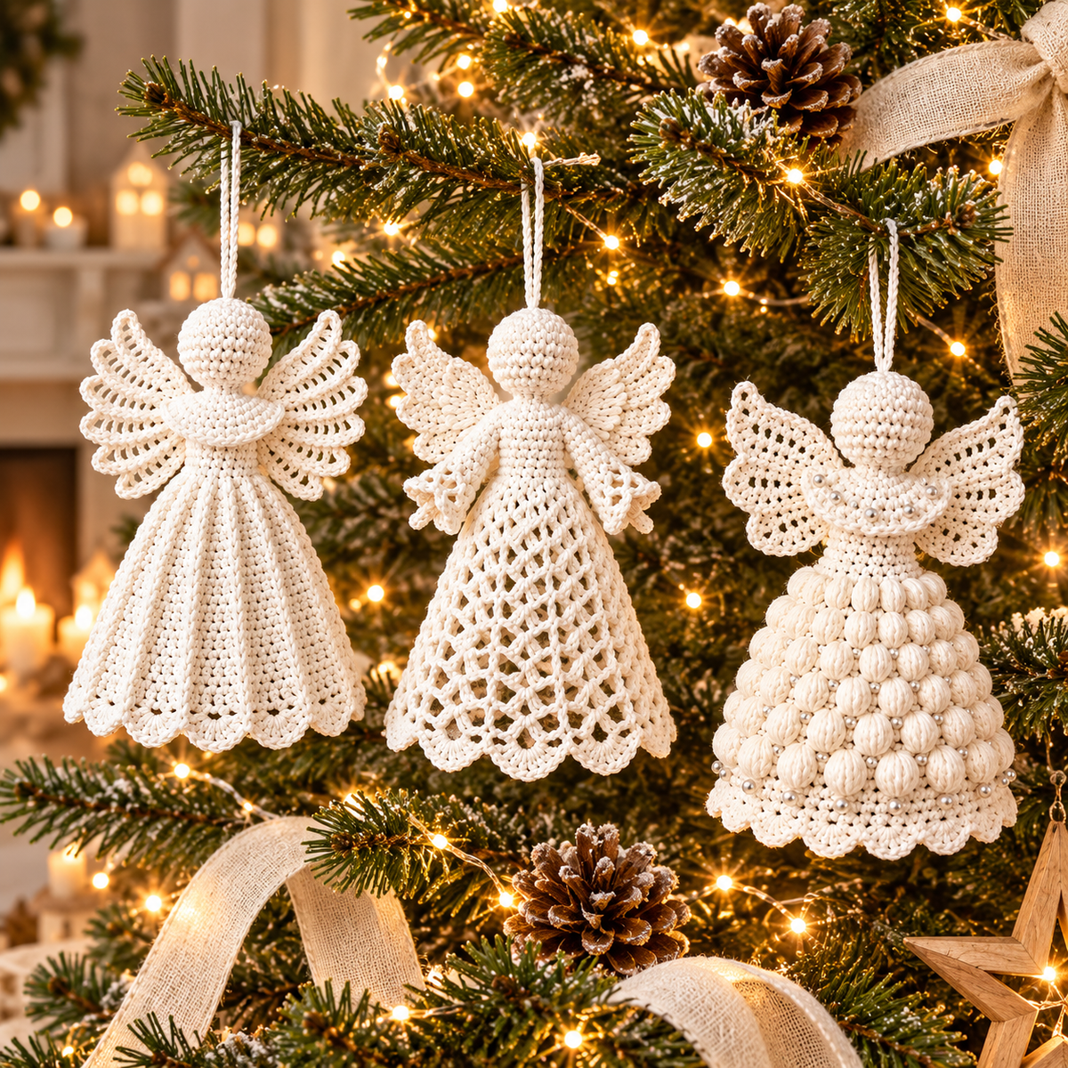 Crochet Angel Ornament Pattern PDF – 3 Christmas Angel Designs