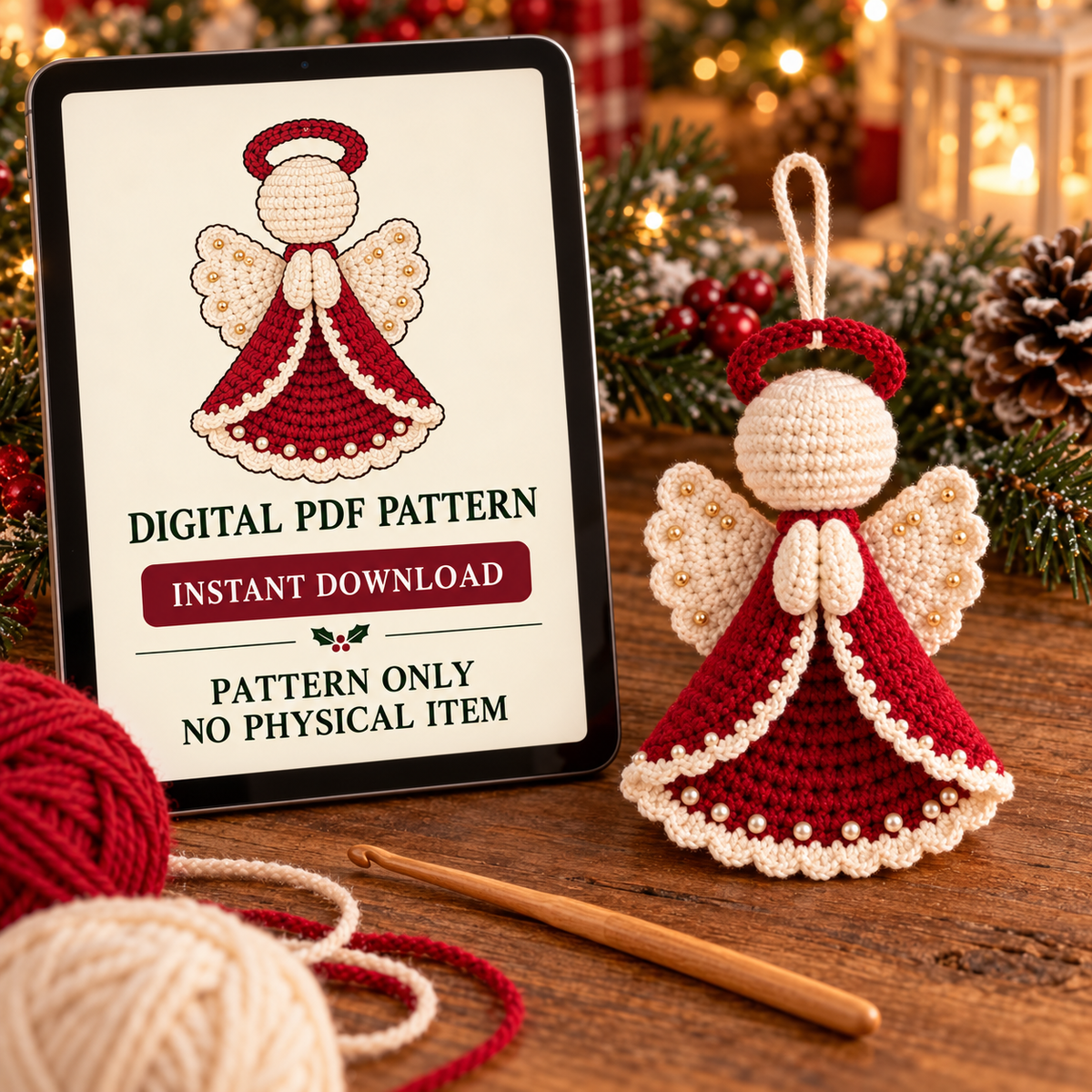 Crochet Angel Ornament Pattern PDF – Christmas Amigurumi Decoration