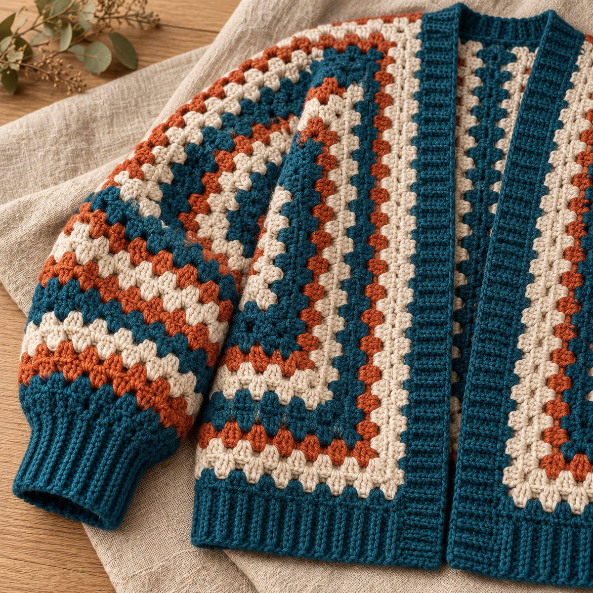 Hexagon Cardigan Crochet Pattern PDF – Modern Hexi Sweater XS–5XL