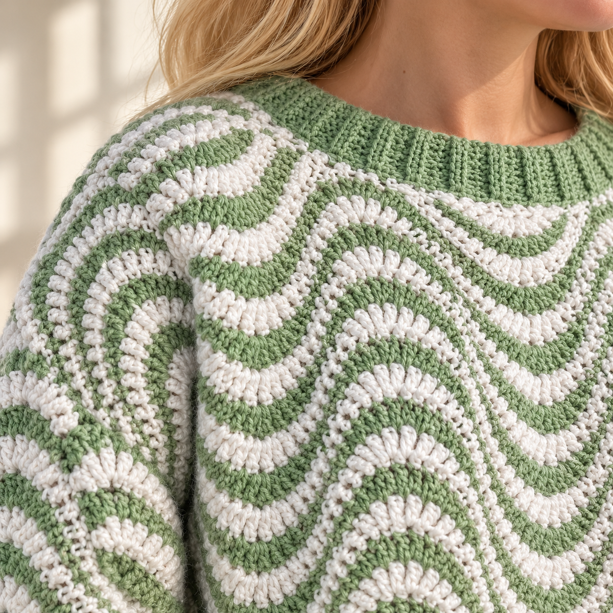 Wavy Striped Sweater Crochet Pattern PDF – Oversized Women's Jumper