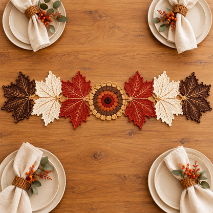 Crochet Maple Leaf Table Runner Pattern | Autumn Fall Home Decor PDF
