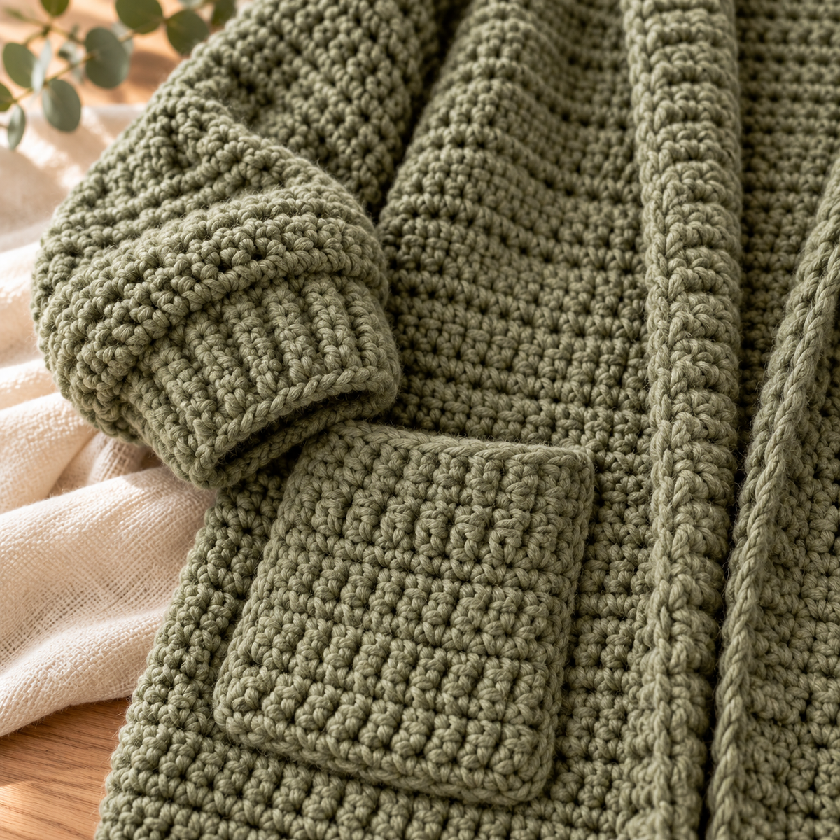 Oversized Hooded Crochet Cardigan Pattern | Chunky Pocket Sweater PDF