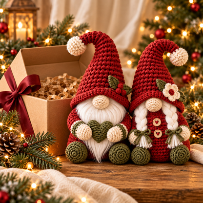Crochet Christmas Gnome Pattern PDF, Holiday Gnome Couple Amigurumi Decor
