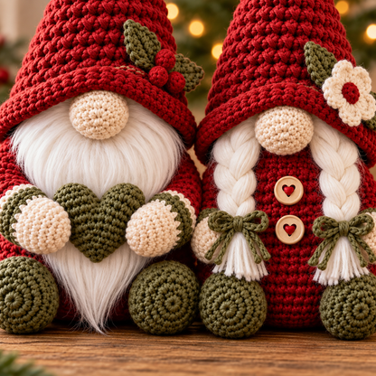Crochet Christmas Gnome Pattern PDF, Holiday Gnome Couple Amigurumi Decor