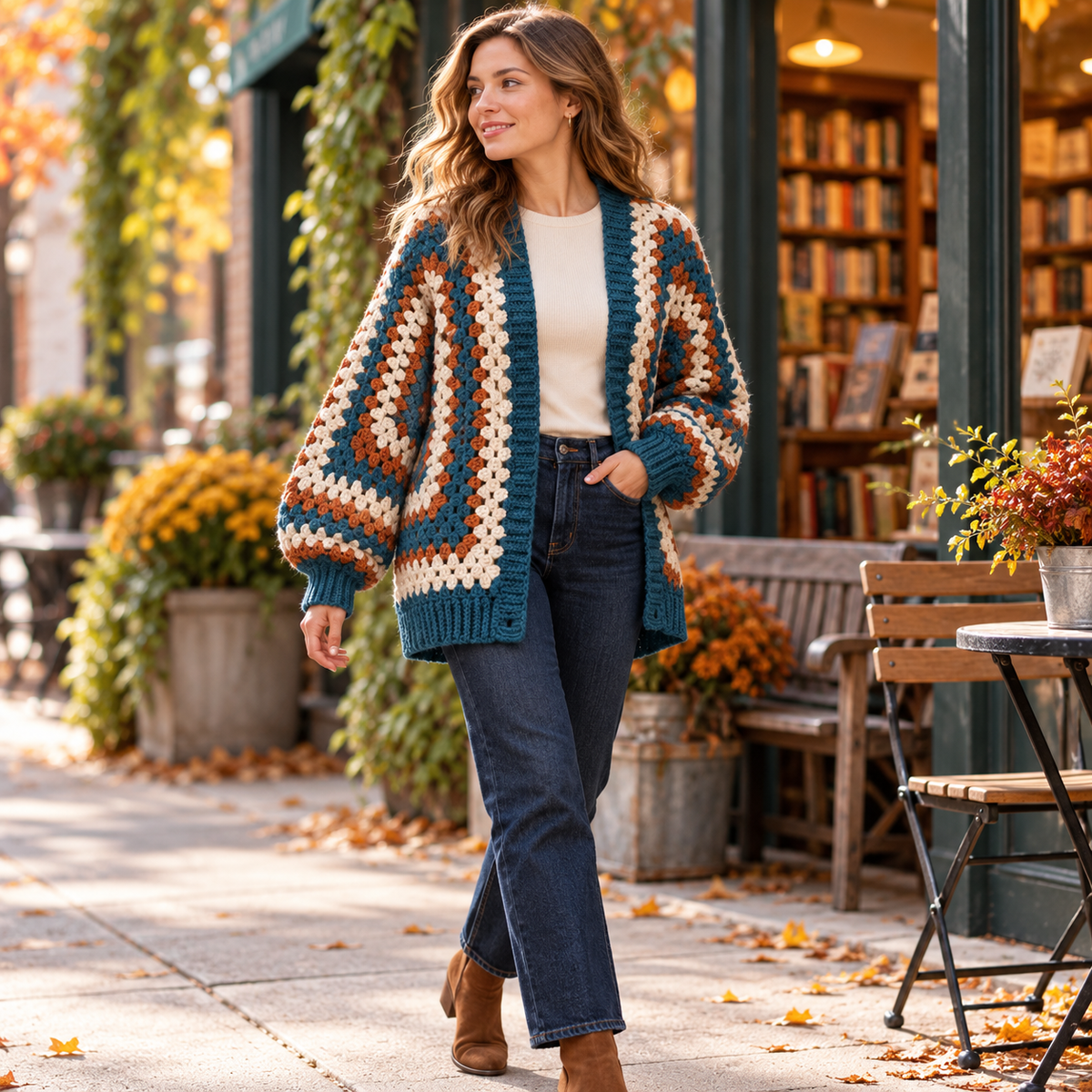 Hexagon Cardigan Crochet Pattern PDF – Modern Hexi Sweater XS–5XL