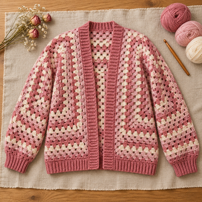 Granny Hexi Cardigan Crochet Pattern, Easy Oversized Hexagon Sweater PDF, XS–5XL