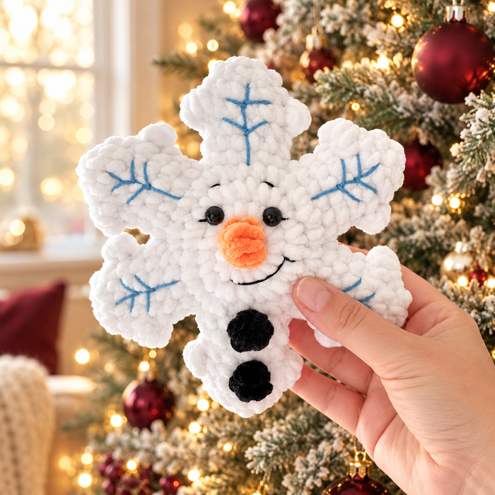 Christmas Snowflake Amigurumi Crochet Pattern, No Sew Santa Gingerbread Reindeer Snowman PDF