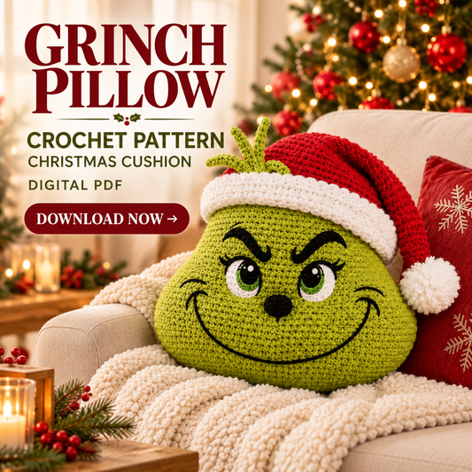 Christmas Grinch Door Hanger Crochet Pattern PDF – Holiday Wreath Decor
