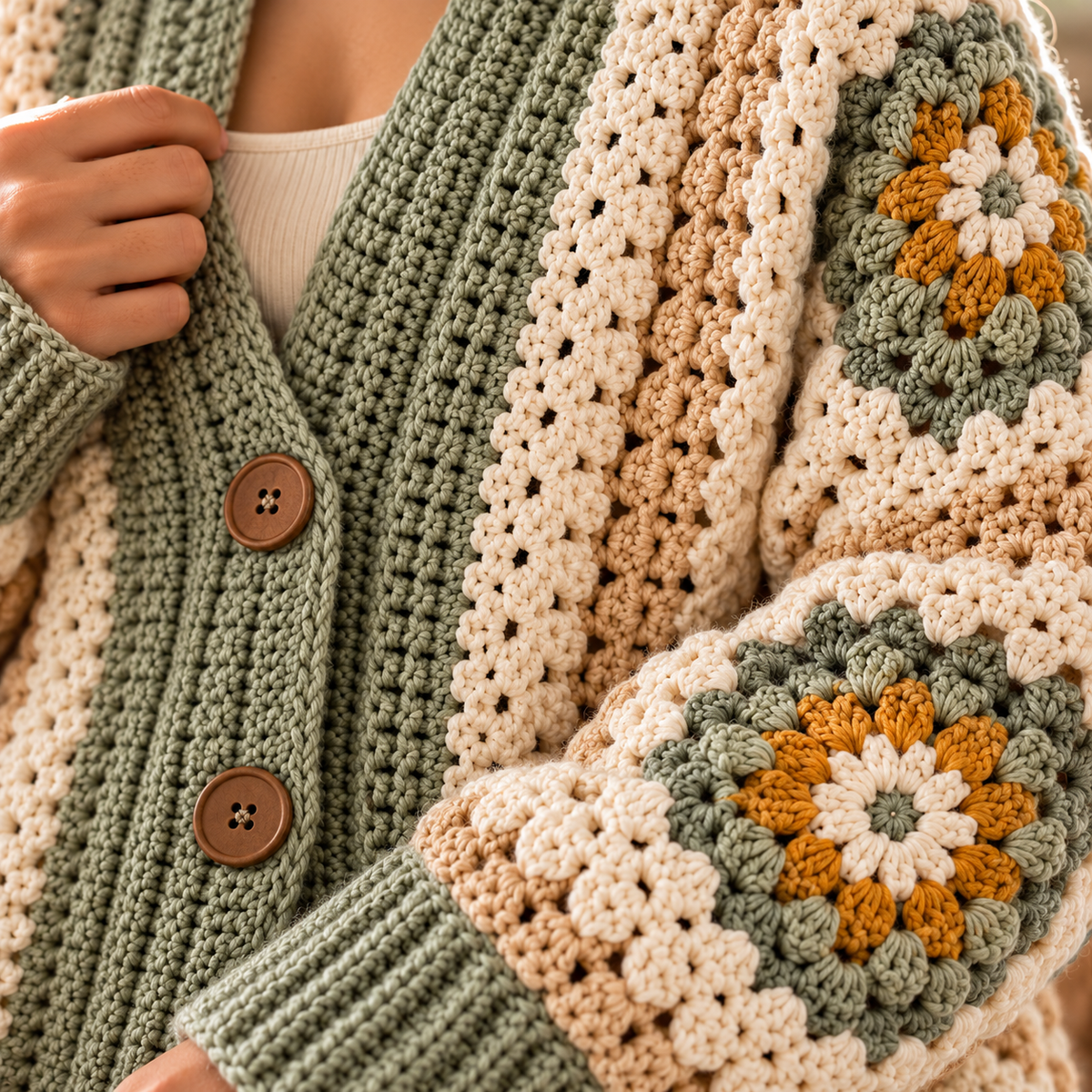Beginner Granny Square Cardigan Crochet Pattern – Oversized Sweater PDF, XS–5XL