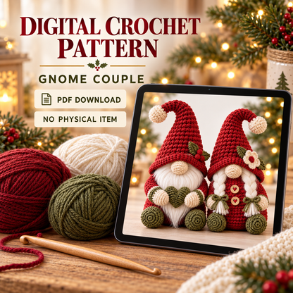 Crochet Christmas Gnome Pattern PDF, Holiday Gnome Couple Amigurumi Decor