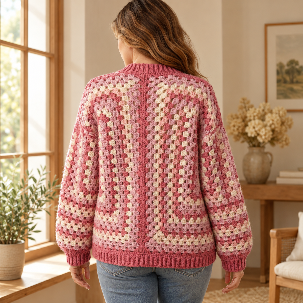Granny Hexi Cardigan Crochet Pattern, Easy Oversized Hexagon Sweater PDF, XS–5XL