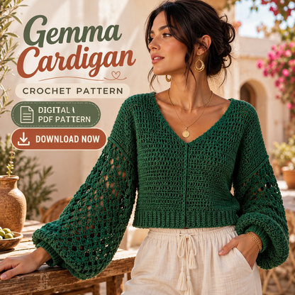 Boho Lace Crochet Sweater Pattern PDF | Women’s Summer Pullover XS–XL