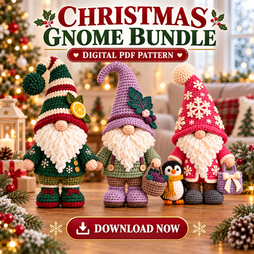 Seasonal Gnome Crochet Pattern Bundle PDF | 3 Holiday Amigurumi Dolls