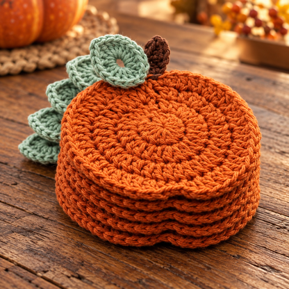 Pumpkin Coaster Crochet Pattern PDF | Rustic Fall & Thanksgiving Table Decor