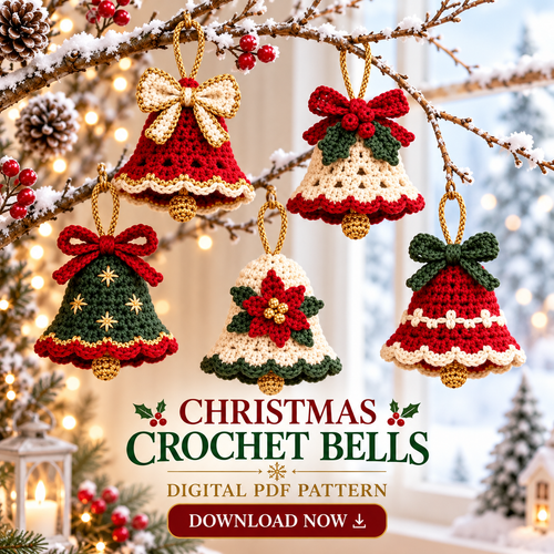 Heirloom Christmas Bell Crochet Pattern PDF | 5 Festive Ornaments