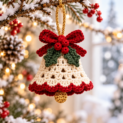 Heirloom Christmas Bell Crochet Pattern PDF | 5 Festive Ornaments