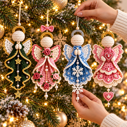 Christmas Guardian Angel Crochet Pattern Bundle PDF | 4 Angel Ornaments