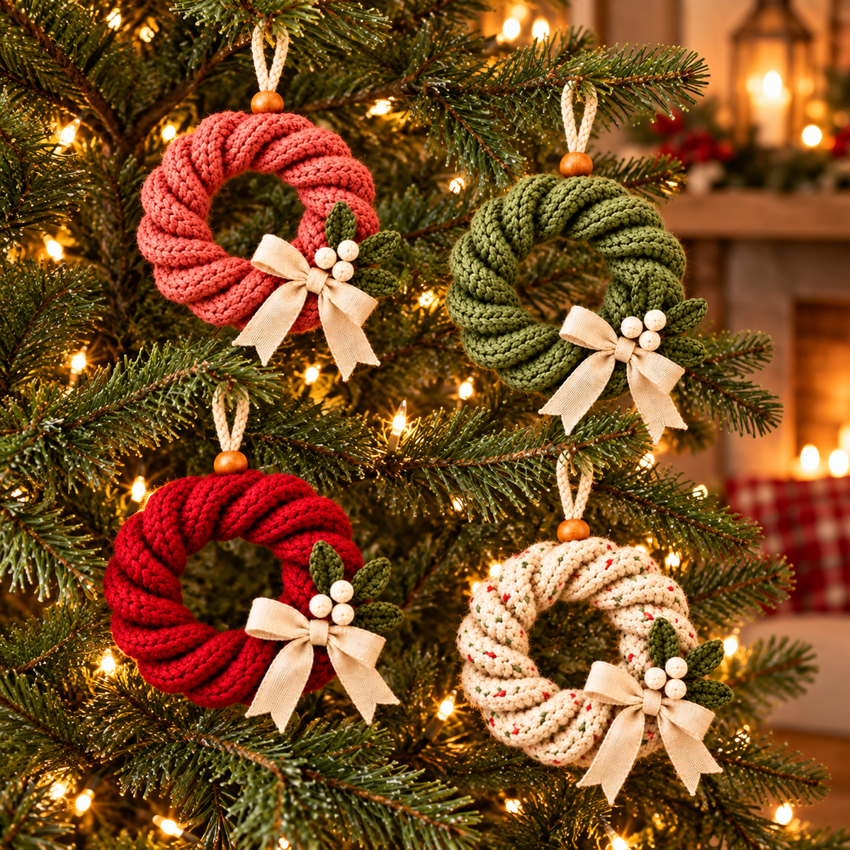 Twisted Christmas Wreath Crochet Pattern PDF | Mini Holiday Ornaments