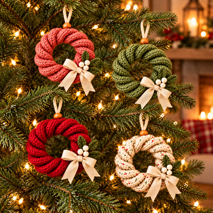 Twisted Christmas Wreath Crochet Pattern PDF | Mini Holiday Ornaments