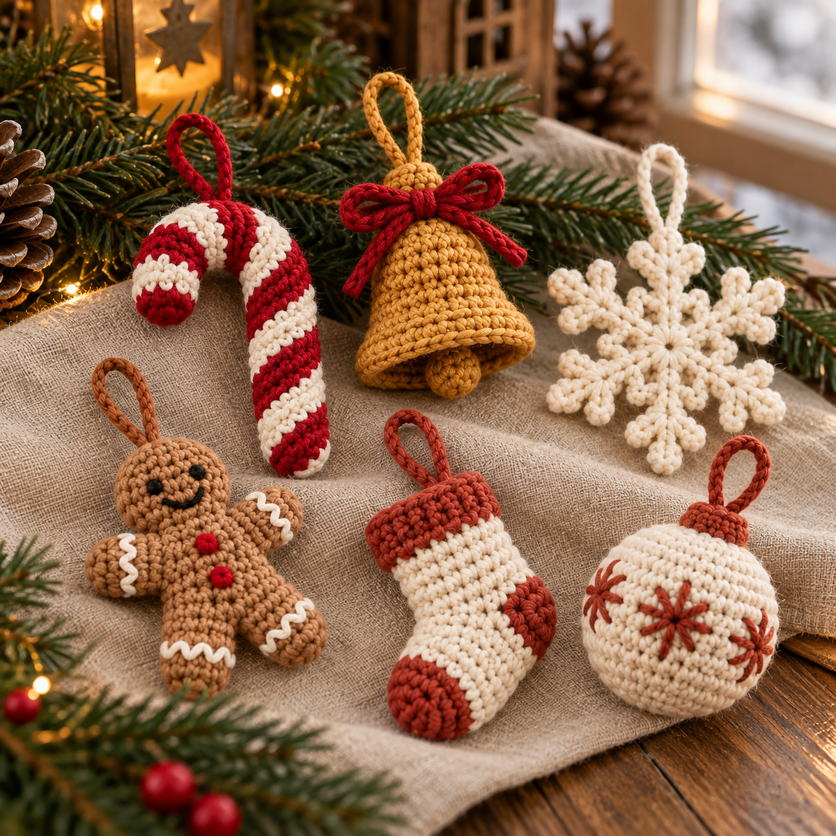 Christmas Crochet Ornament Pattern Bundle PDF | 15 Mini Tree Decorations