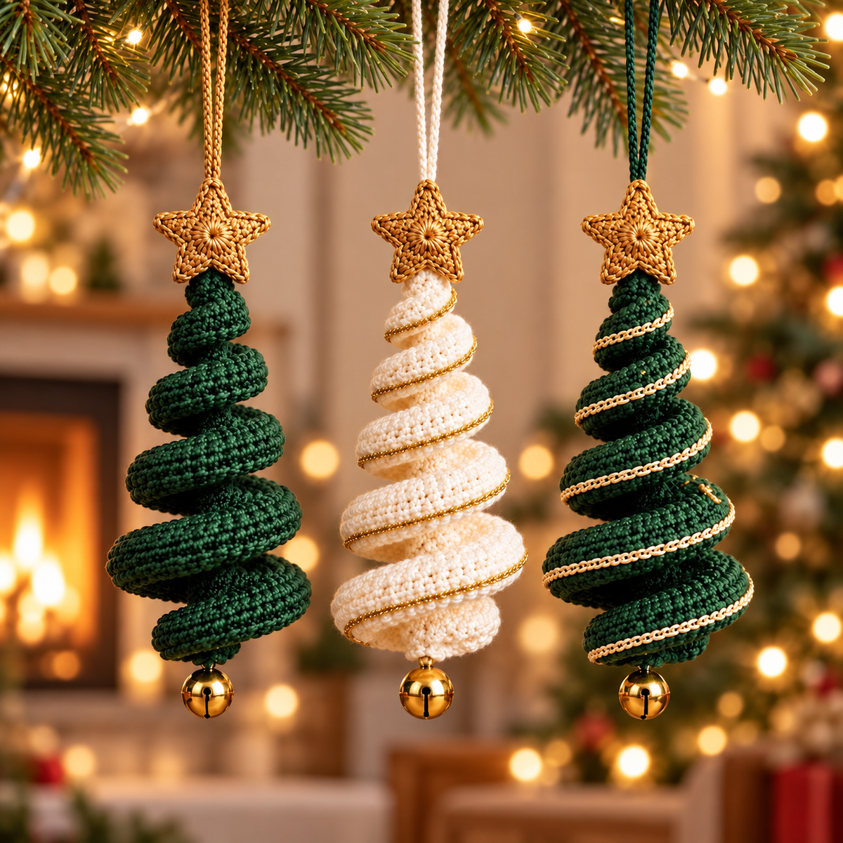 Spiral Christmas Tree Crochet Pattern PDF | Hanging Star Ornament
